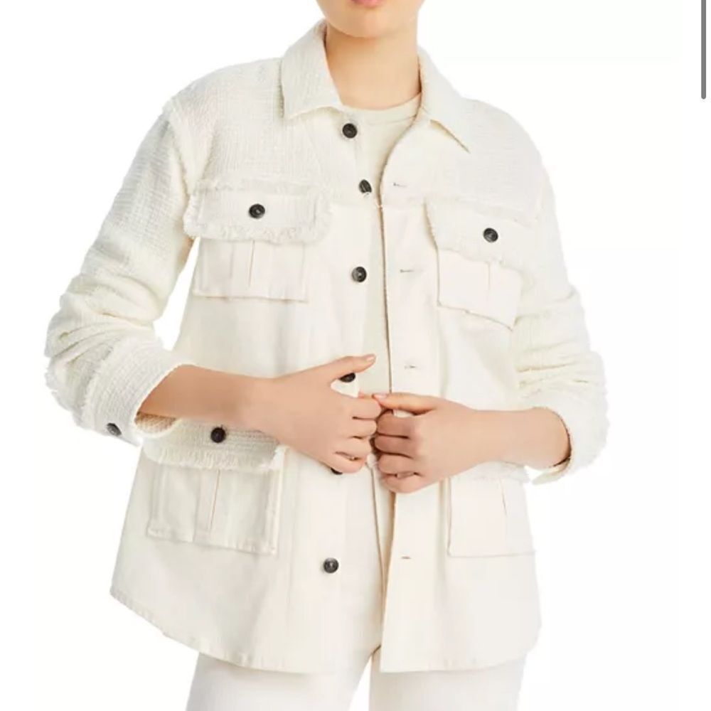 cinq a sept Cream Textured Button-Front Utility Jacket